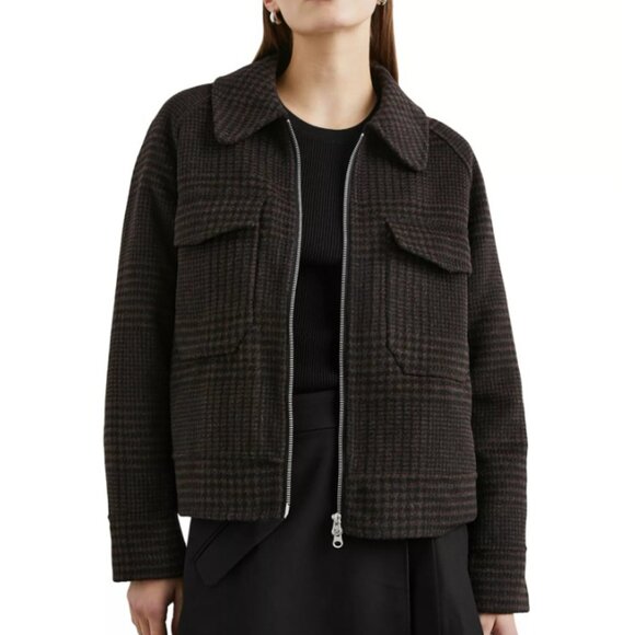 Rails Jackets & Blazers - Rails Cheyenne Houndstooth Zip Jacket Brown Wool Blend Womens S